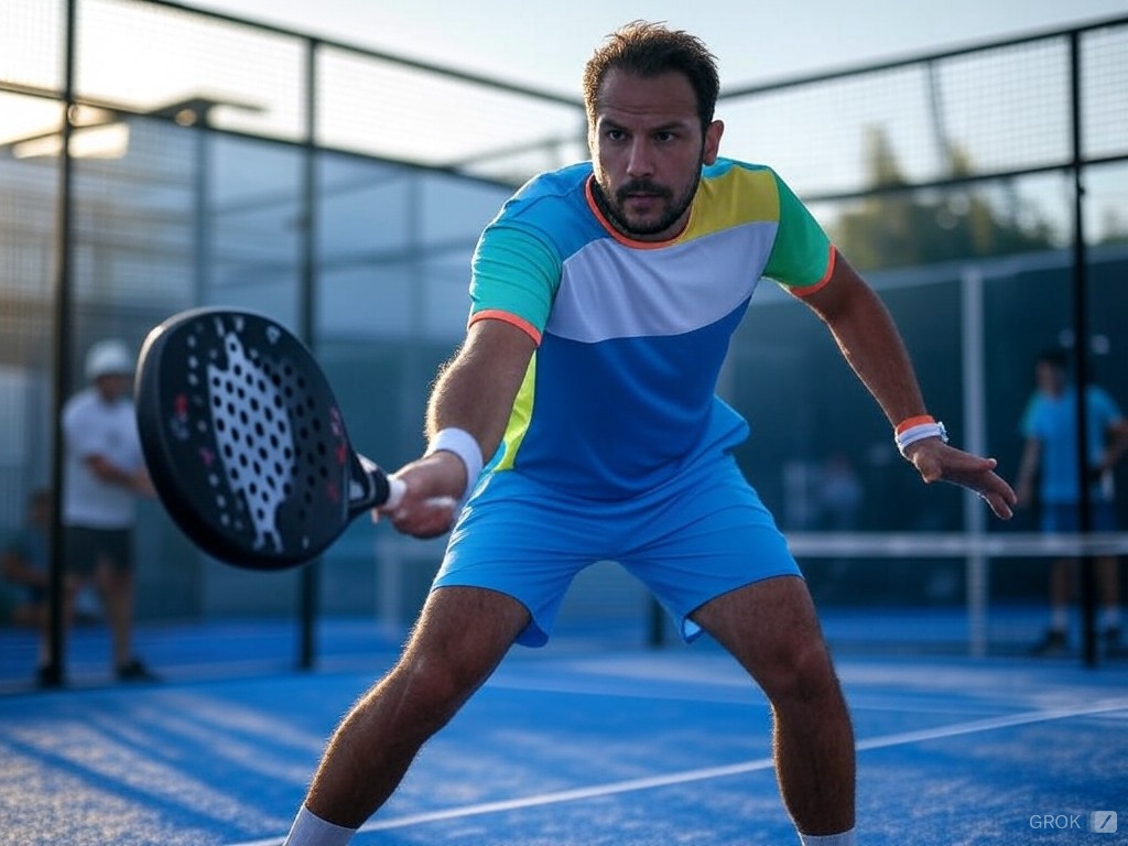 Joueur de padel concentré